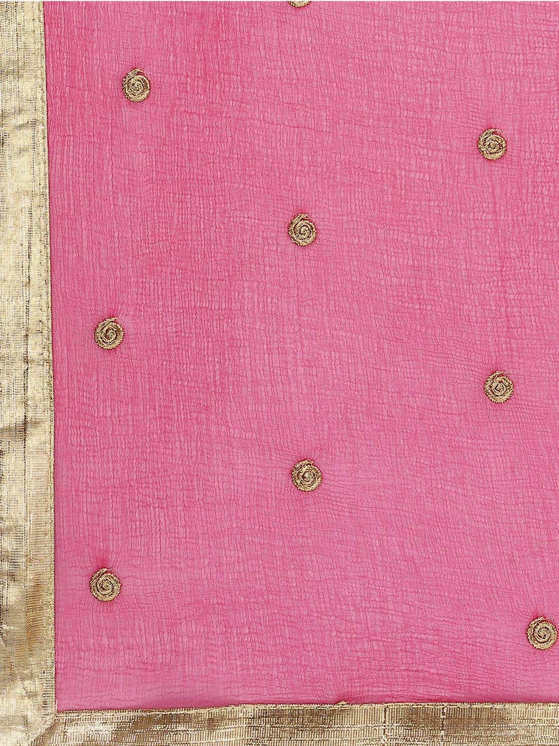 themilestocks Woman's Embroidered Chiffon Dupatta Scarf Shawl Wrap Soft Indian Bridal Wedding - Orchid - Image 2